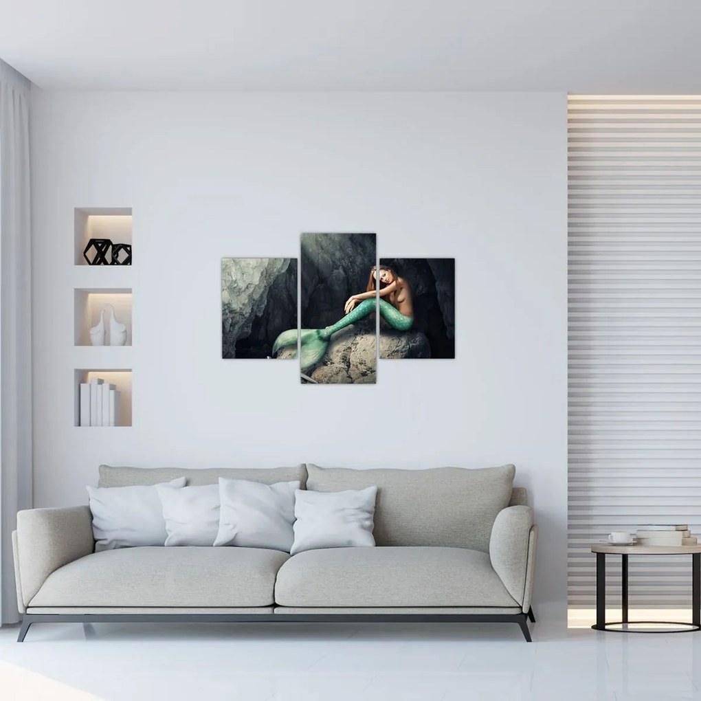 Tablou - Sirena pe stâncă (90x60 cm)