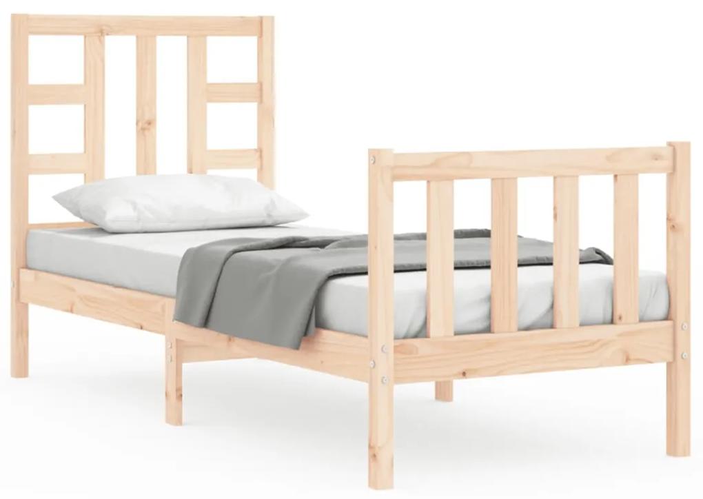 3191931 vidaXL Cadru de pat cu tăblie single mic, lemn masiv