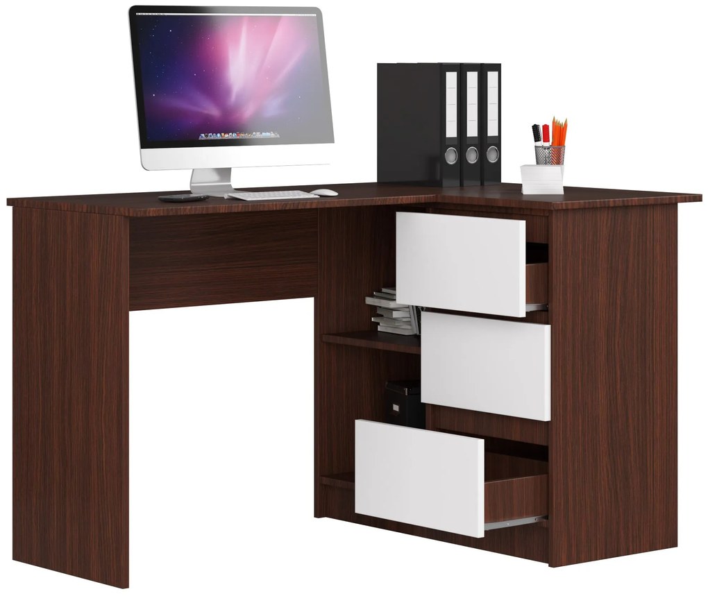 Masă PC de colț Bodhi (wenge + alb) (D). 1068828