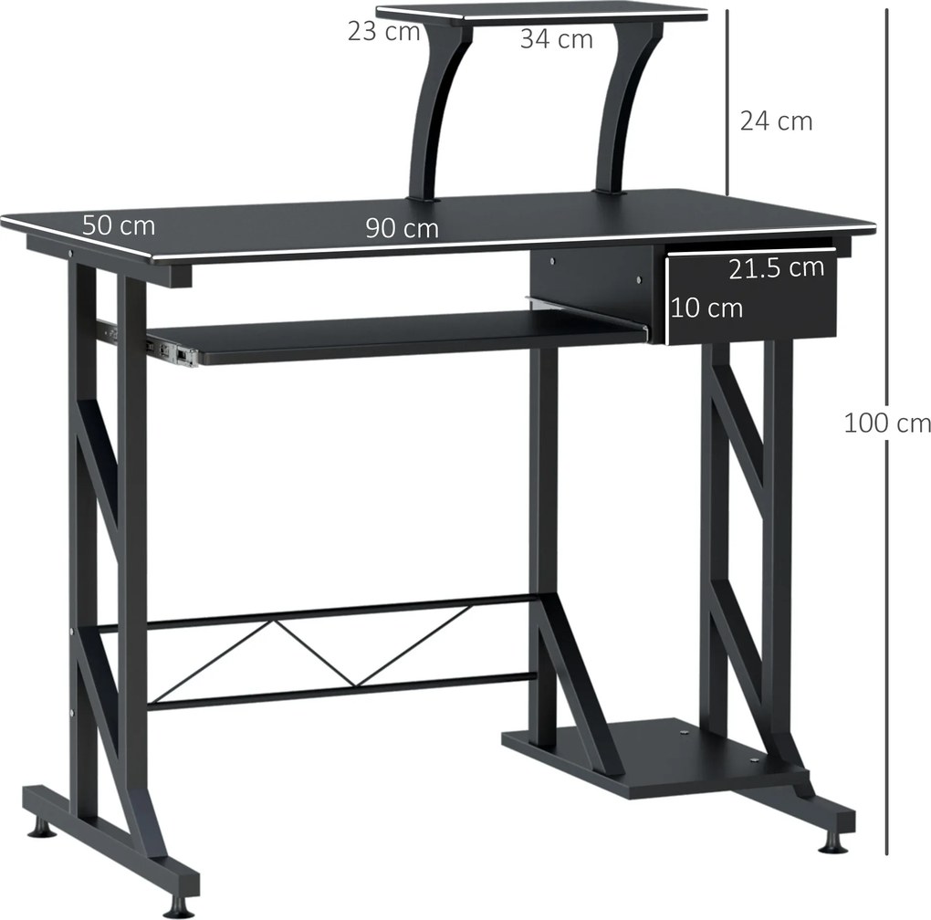 HomCom birou calculator, cu suport glisant,90x50x95 cm | AOSOM RO | Aosom Romania