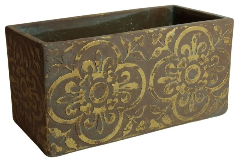 Ghiveci dreptunghiular din ciment, Floralia, gri, 30x15 cm