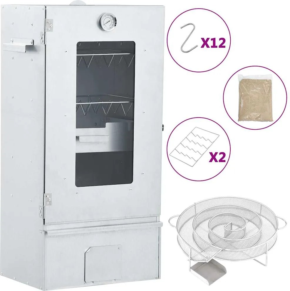 vidaXL Afumătoare cuptor/grătar, generator fum rece, oțel galvanizat