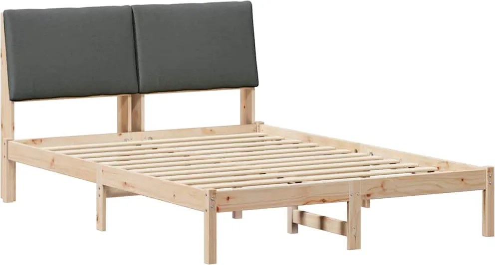 vidaXL Cadru de pat maro și gri închis 140 x 190 cm Lemn masiv de pin