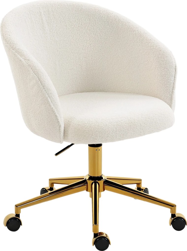 HOMCOM Scaun de birou, fotoliu de birou ergonomic reglabil pe înălțime, șezut pivotant, bază din oțel, crem | Aosom Romania