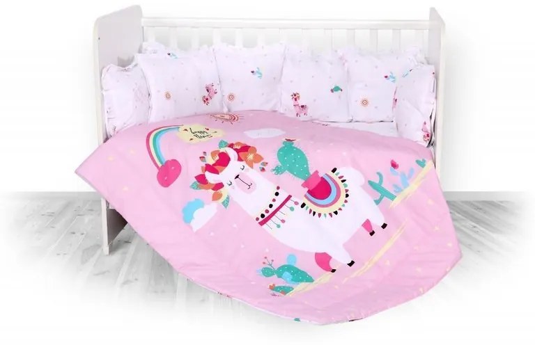 Lorelli - Set lenjerie pat , bumbac ranforsat , 7 piese , Lili Happy Lama