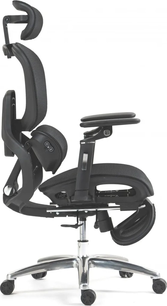 VIGOCHAIR ULTRA PRO VENT Scaun ergonomic, suport lombar cu masaj si incalzire, sezut cu ventilatie, sezut translatie, spatar reglare verticala, cotiere 6D, suport picioare, Full Mesh, Negru