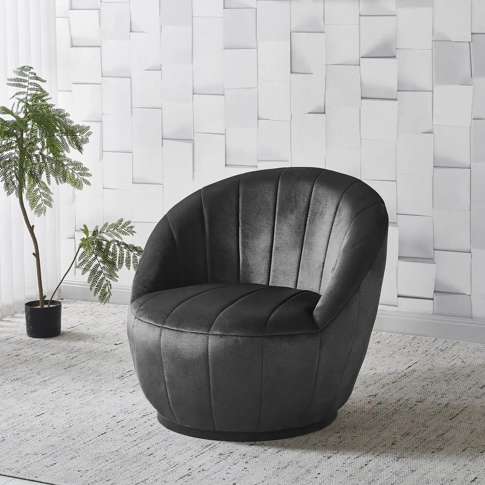 Fotoliu Rotativ – Design Modern și Confortabil, Material Textil, stofă Monolith Negru