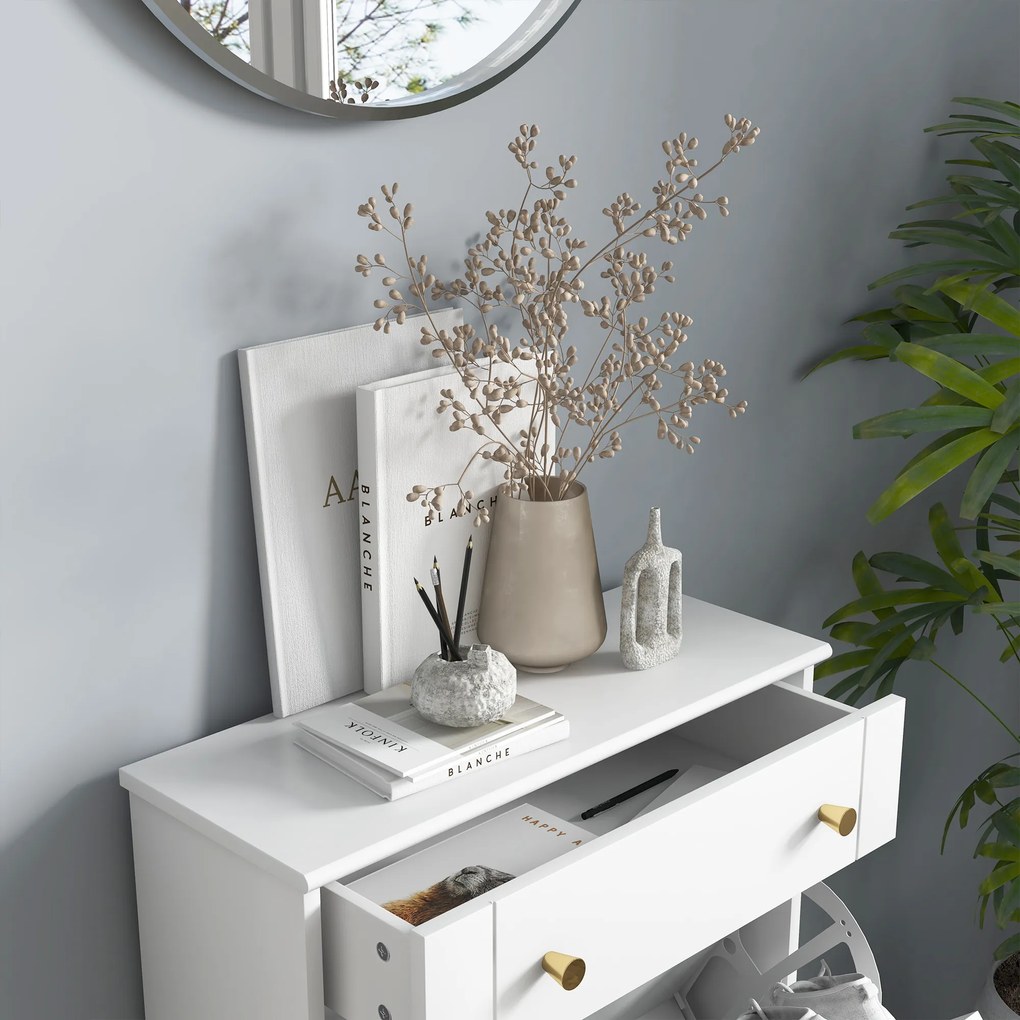 HOMCOM Dulap Pantofi de intrare îngust cu sertare cu uși basculante și raft ajustabil, 60 x 23,5 x 98,5 cm, alb | Aosom Romania