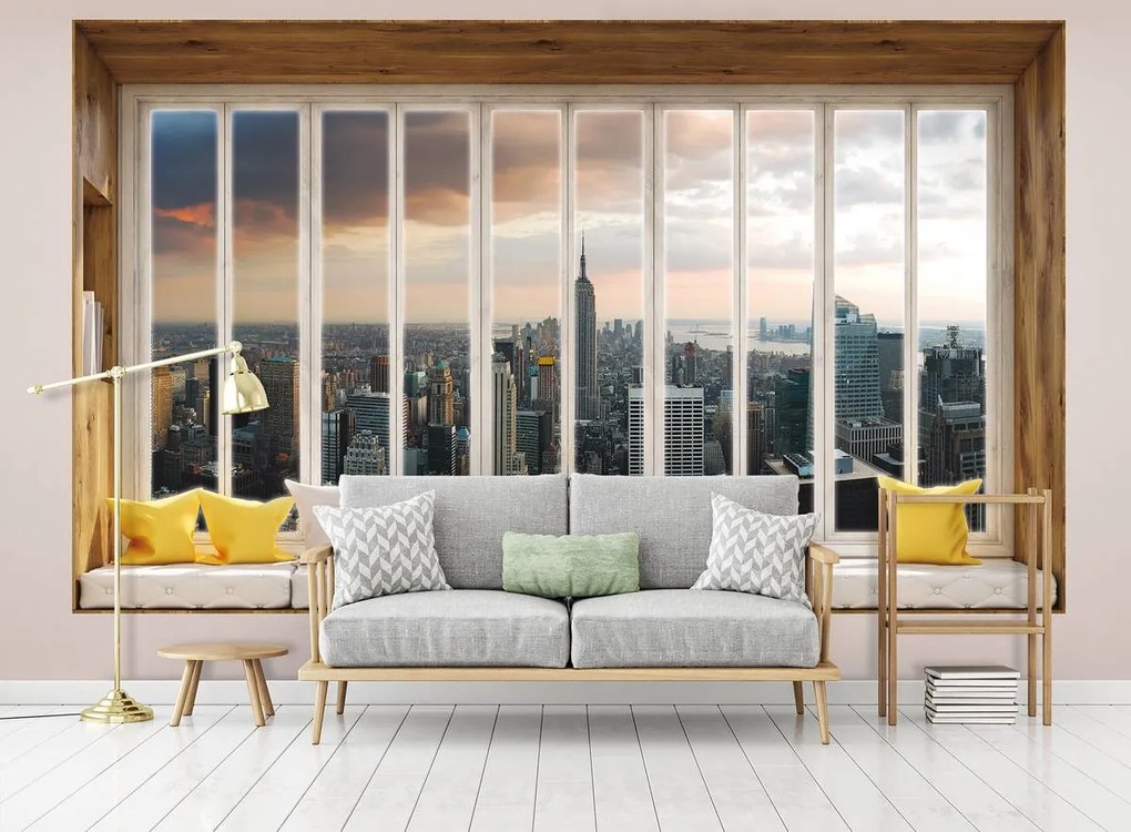 Fototapet - New York - privire din geam (152,5x104 cm)
