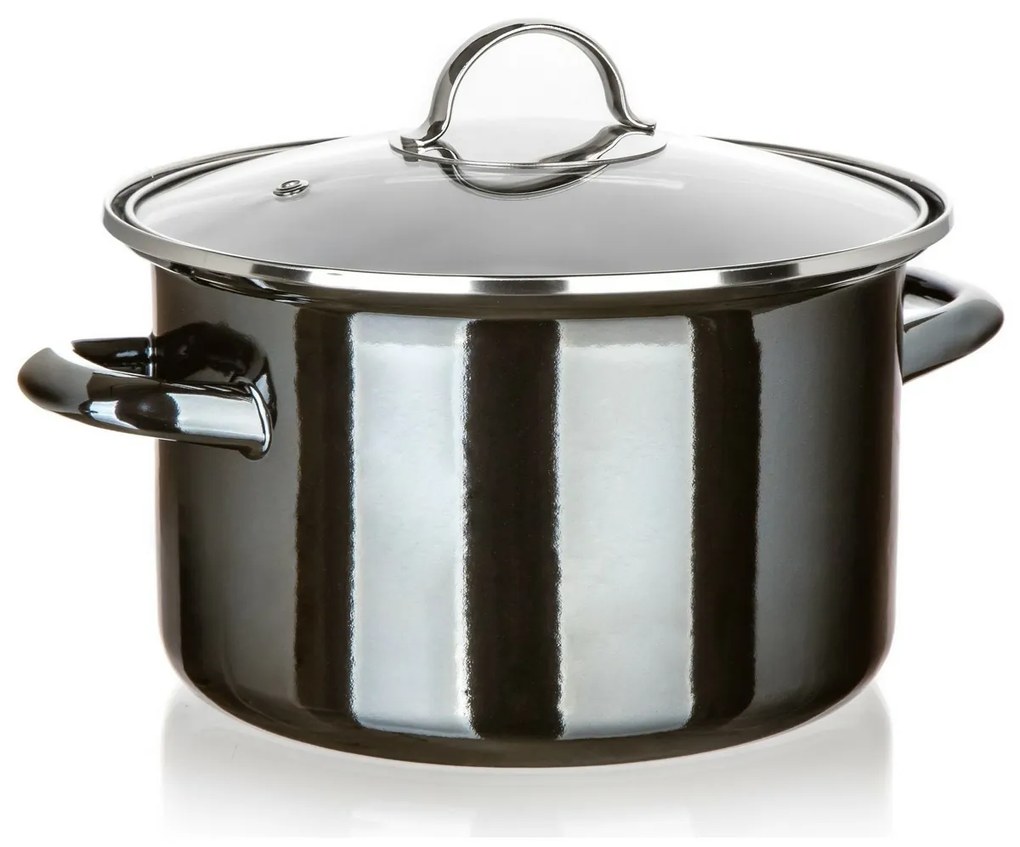 Banquet Oală emailată METALLIC Black 24 cm, 3,7 l,cu capac, 24 cm