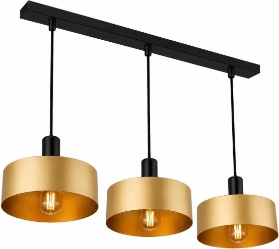 Lustră pe cablu HAKI 3xE27/60W/230V auriu/negru