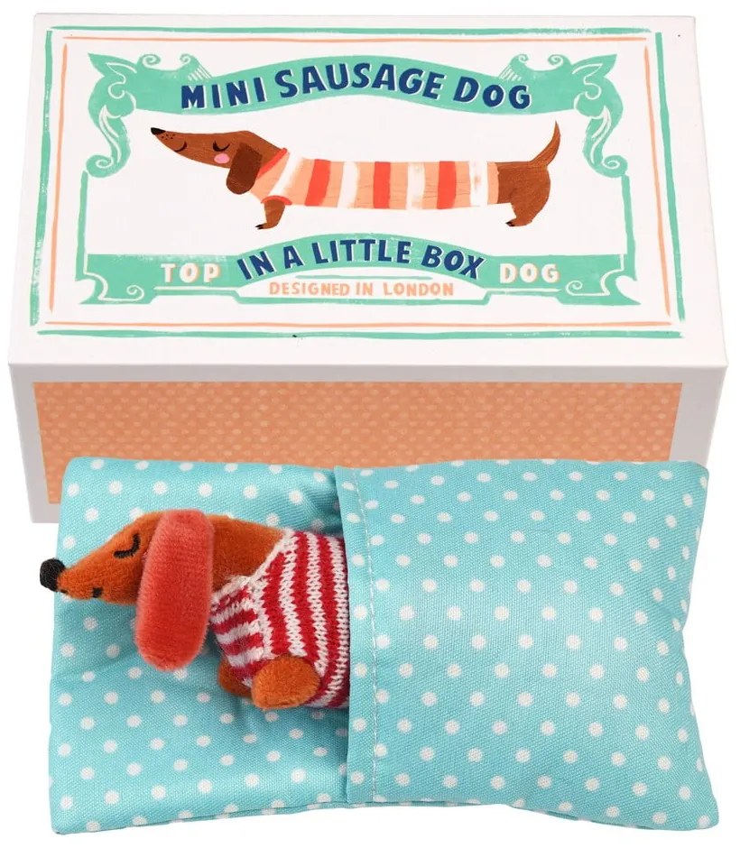 Jucărie de pluș Mini Sausage Dog in a Little Box – Rex London