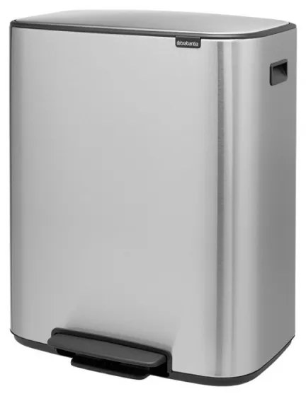 Cos de gunoi cu pedala Brabantia Bo Pedal 1003186, 60 L, Inchidere lina, Baza antiderapanta, Rezistent la amprente, Inox/Mat