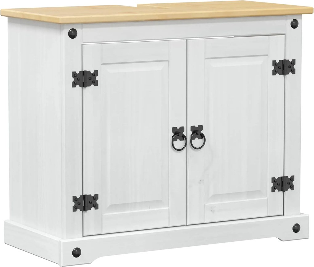 vidaXL Dulap de chiuvetă cu raft Alb 73 x 33 x 60 cm Lemn de pin masiv