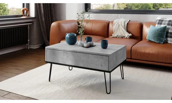 Măsuță de cafea cu blat rabatabil și raft HALIJA gri/negru