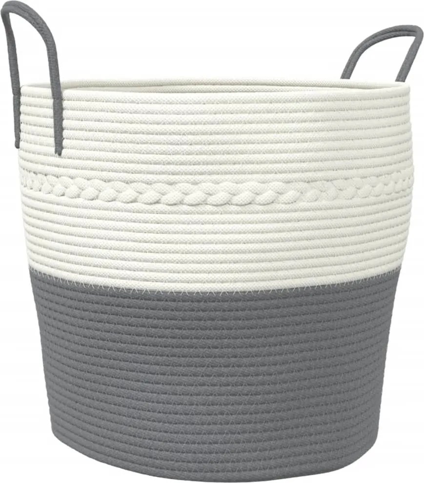 vidaXL Coș de depozitare, gri și alb, Ø43x38 cm, bumbac