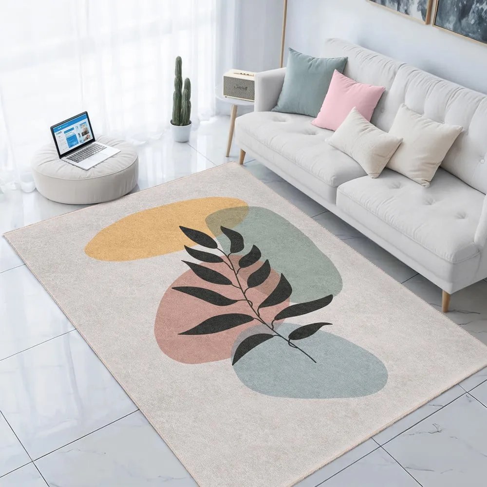 Covor tip traversă crem lavabil 80x200 cm Illustrated Autumn – Mila Home