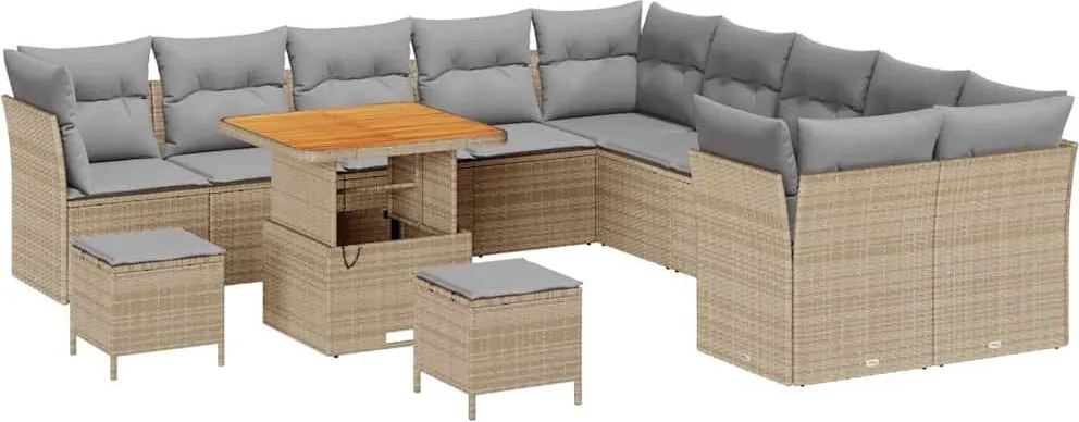 vidaXL Set de canapele pentru grădină 13 pcs Beige și gri deschis