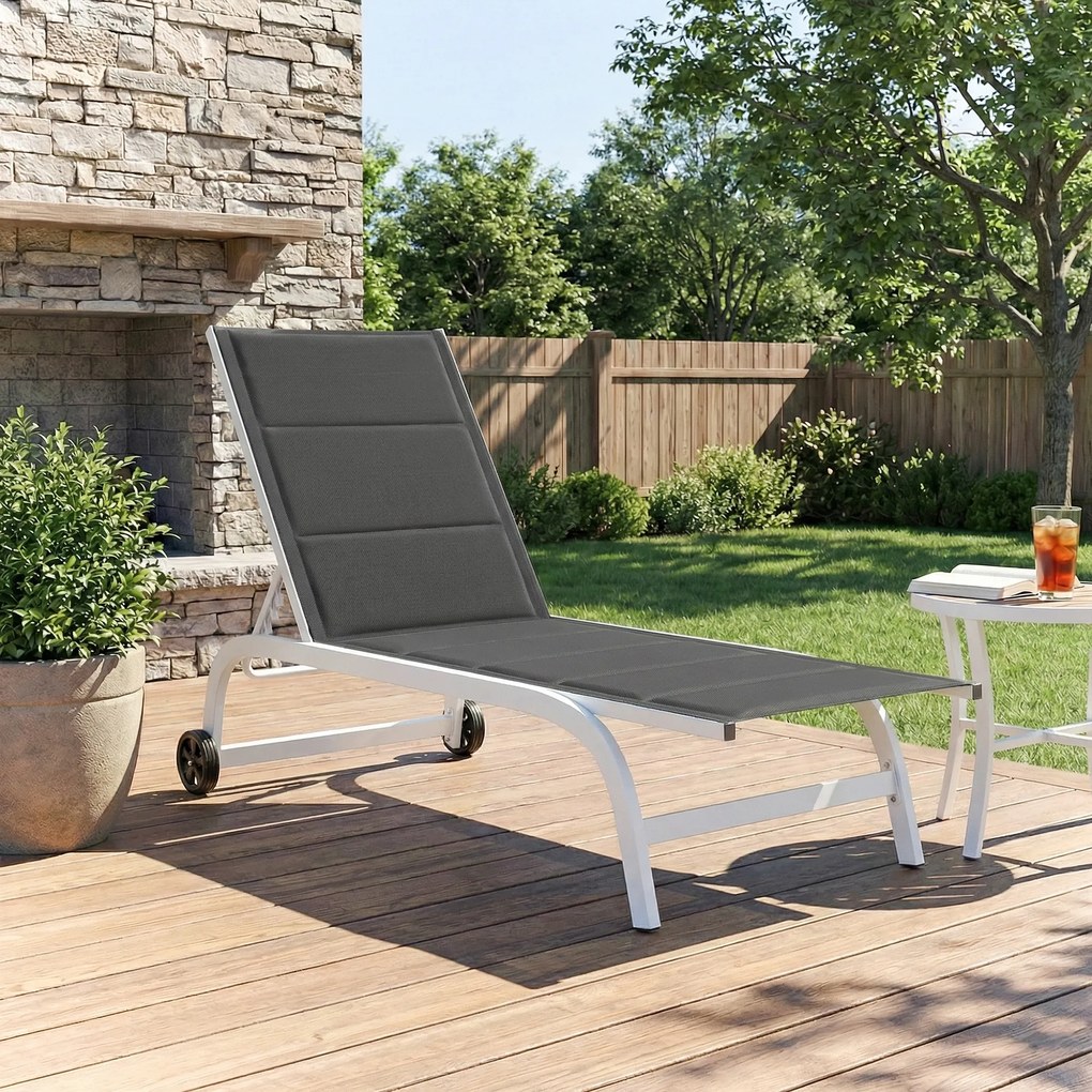 Outsunny șezlong basculant pentru plajă | Aosom Romania