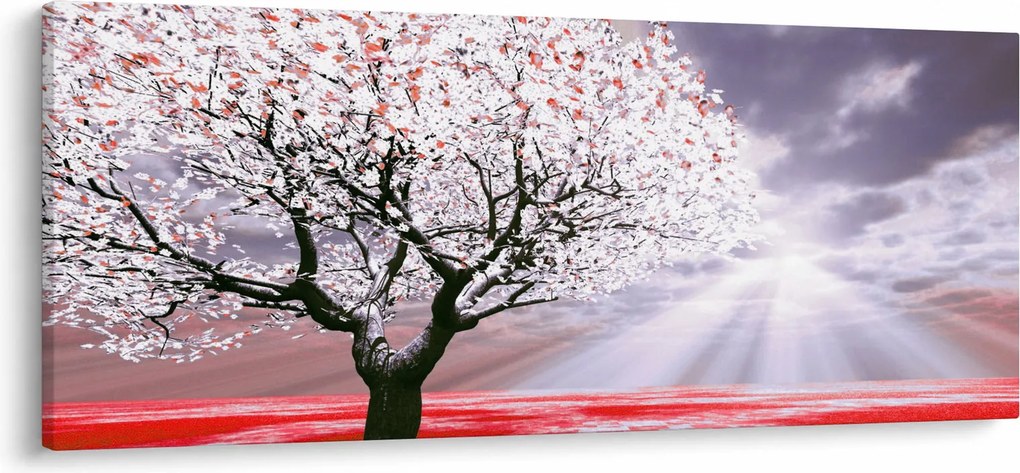 Tablou cu pomul roșu (120x50 cm)