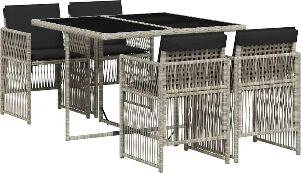 vidaXL Set mobilier de grădină cu perne, 5 piese gri deschis poliratan