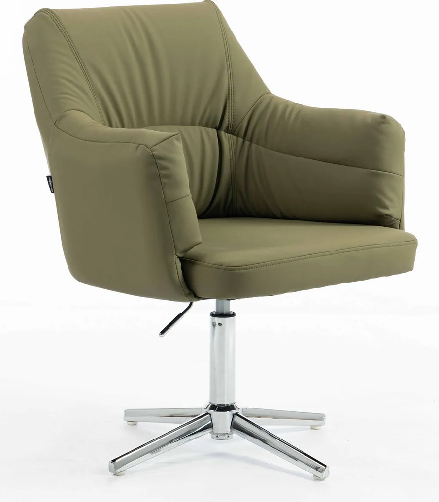 HR840CROSS Scaun Khaki Piele Ecologica Premium Soft cu Bază Cromata