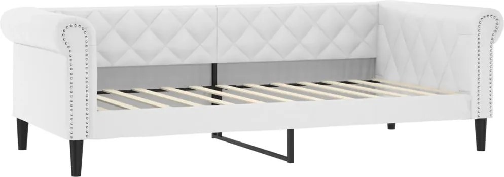 vidaXL Cadru de pat, alb, 90x200 cm, piele ecologică