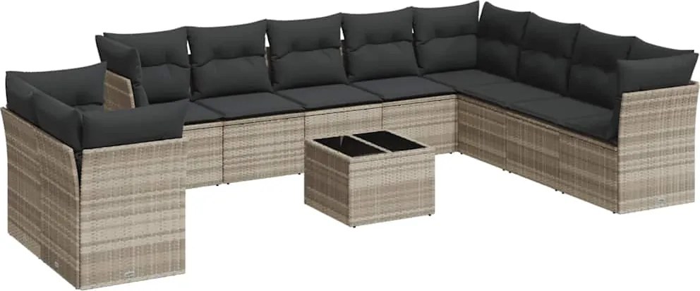 vidaXL Set canapele de grădină cu perne, 11 piese, gri, poliratan