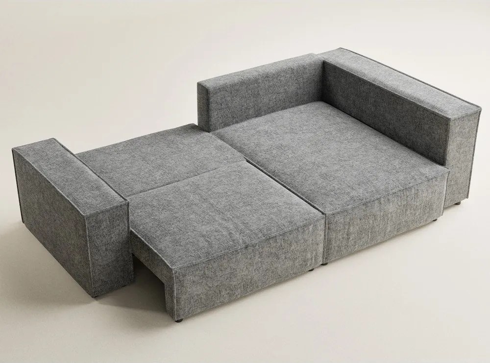 Colțar gri extensibil/cu spațiu de depozitare cu tapițerie din chenille (cu colț pe partea dreaptă/în formă de ”L”) Tonga – Maison de Rêve