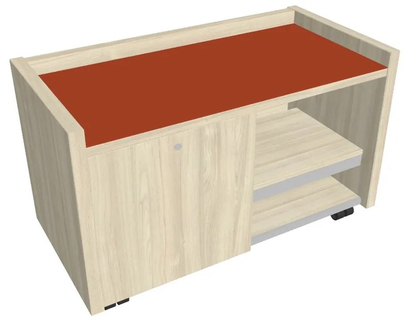 Comodă mobilă Verno 100 x 50 cm cu sticlă, stânga, salcâm / portocaliu