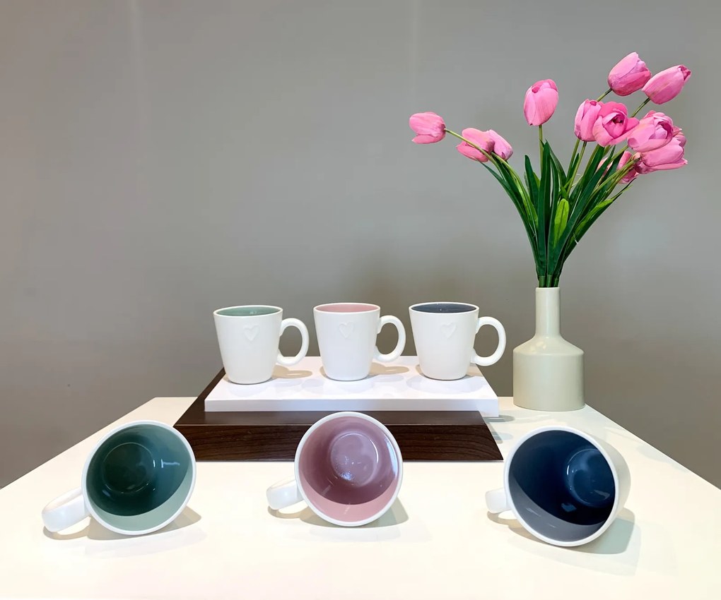 Cana Ceramica LOVE White 400 ml Verde