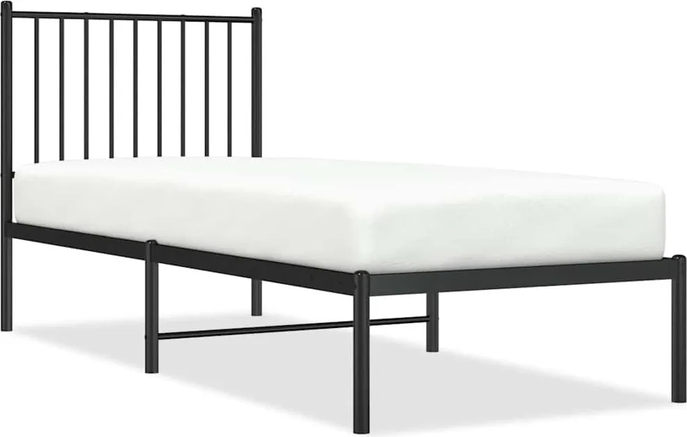 vidaXL Cadru de pat metalic cu tăblie, negru, 75x190 cm