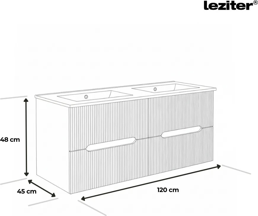 Trent 120 dulap de baie inferior cu chiuvetă ceramică 4 sertare, gri antracit