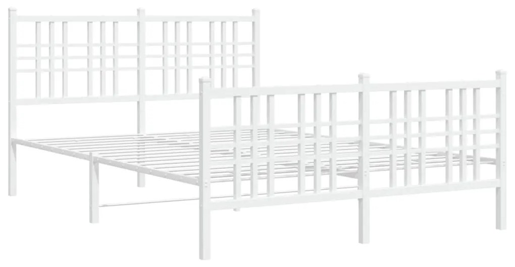 376392 vidaXL Cadru de pat metalic cu tăblie, alb, 140x200 cm