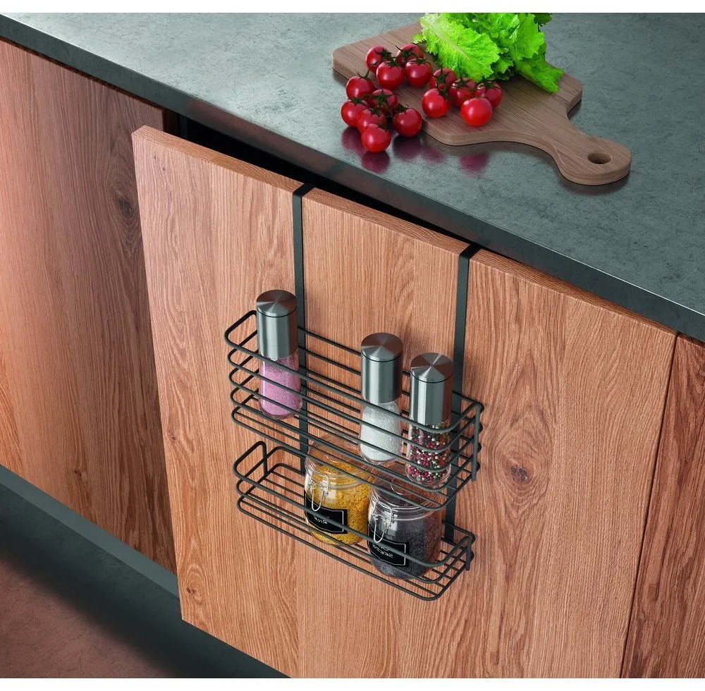 Raft metalic suspendat pentru bucătărie Metaltex Galileo Lava Double, negru