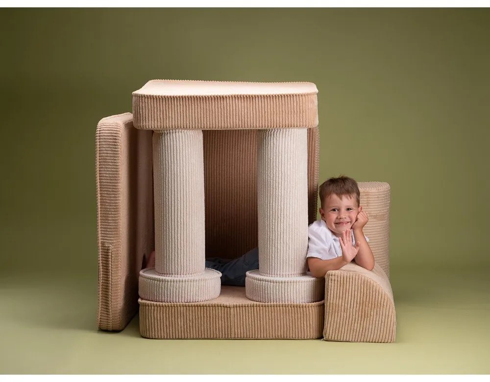 Canapea pentru copii maro deschis cu tapițerie din catifea reiată 132 cm Settee – Wigiwama