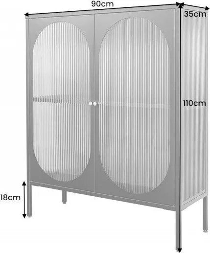 Vitrina moderna din metal si sticla Paris 110cm negru
