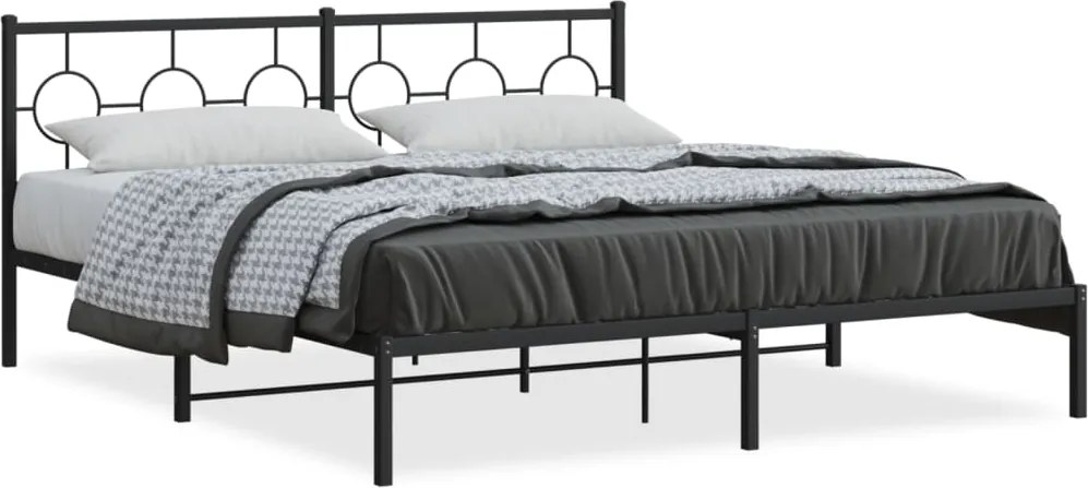 vidaXL Cadru de pat metalic cu tăblie, negru, 180x200 cm