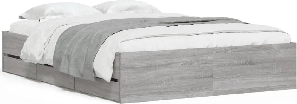 vidaXL Cadru de pat cu sertare gri sonoma 120x190 cm lemn prelucrat