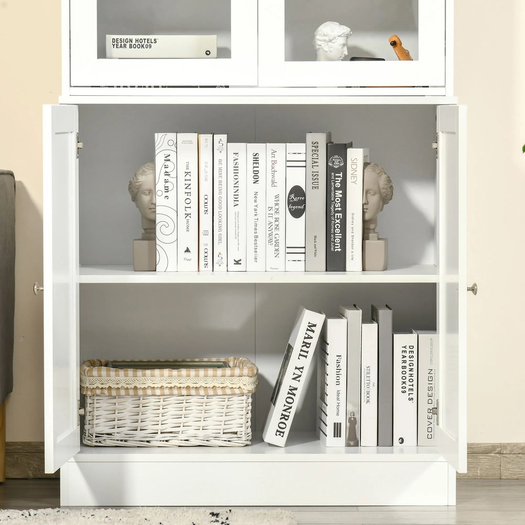 HOMCOM Bibliotecă Perete, 2 rafturi, 76 cm x 40 cm x 178,5 cm, Alb | Aosom Romania