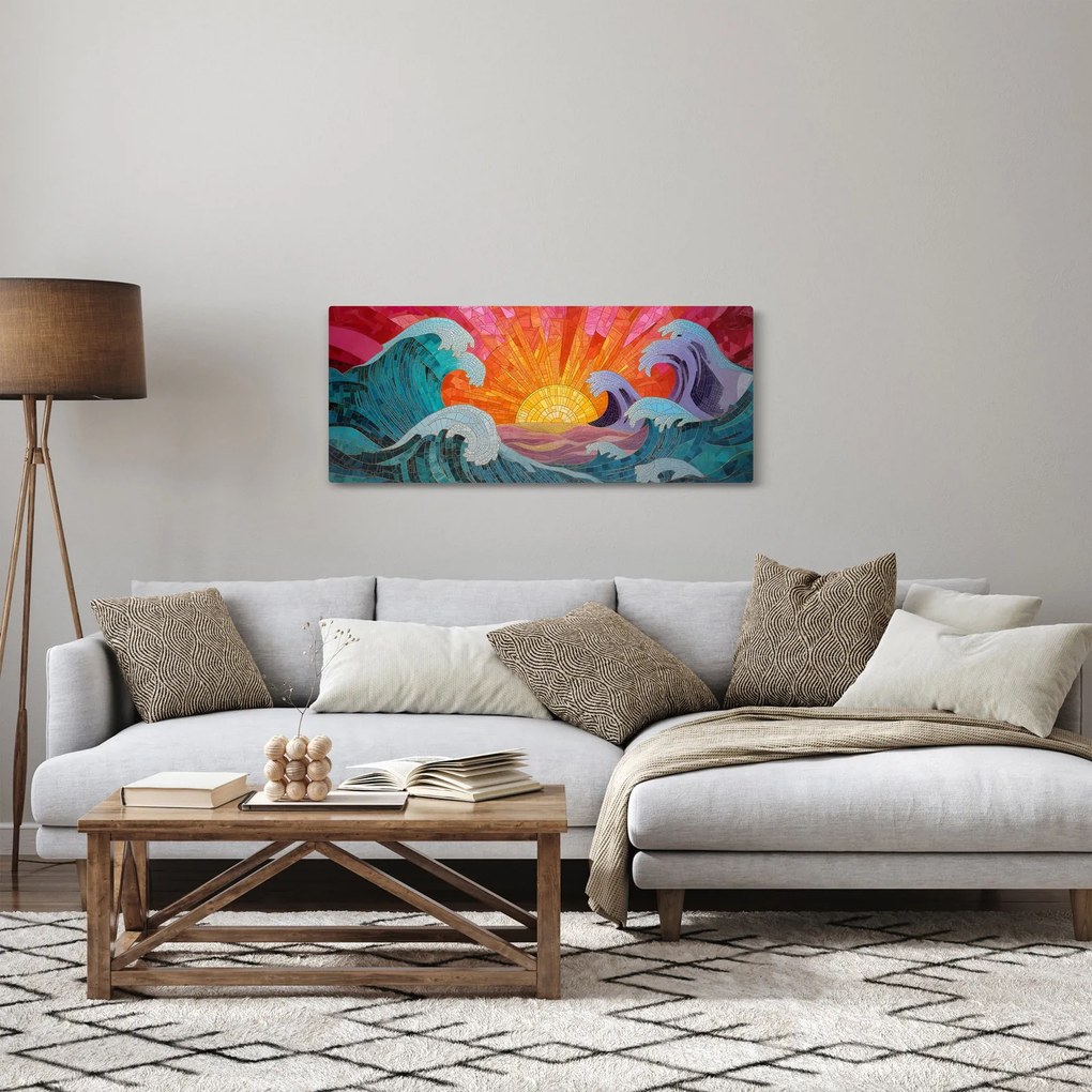 Tablou - Mozaic de valuri (120x50 cm)