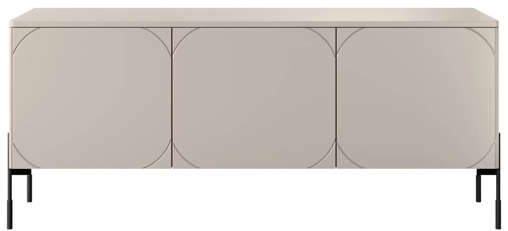 Comodă TV Sonatia 150 cm cu picioare metalice și 3 uși - cașmir