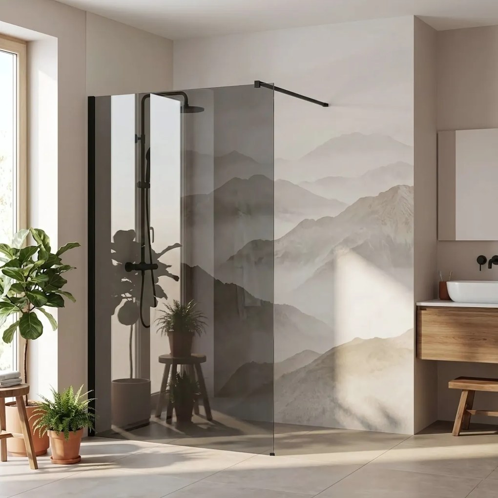Paravan de dus Rea Flexi Grey / Black 120