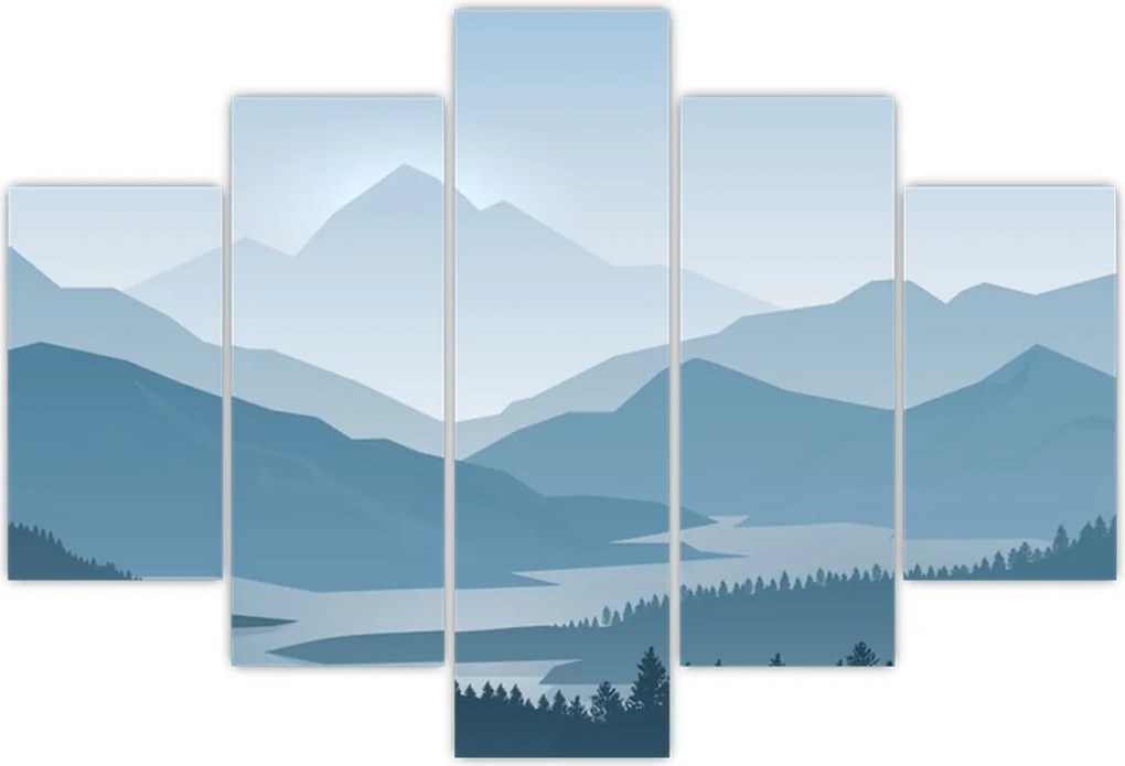 Tablou - Munții cu privirea graficeanului (150x105 cm)