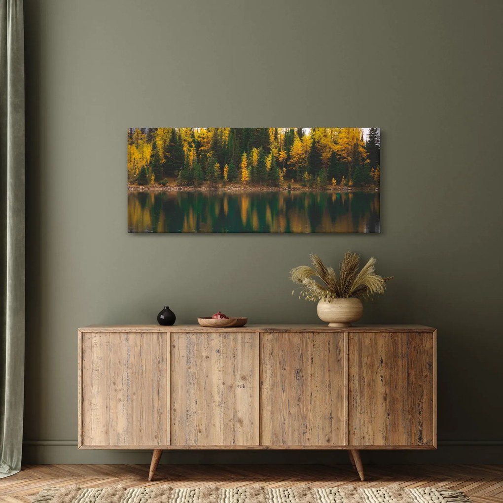 Tablou cu lac de pădure (120x50 cm)