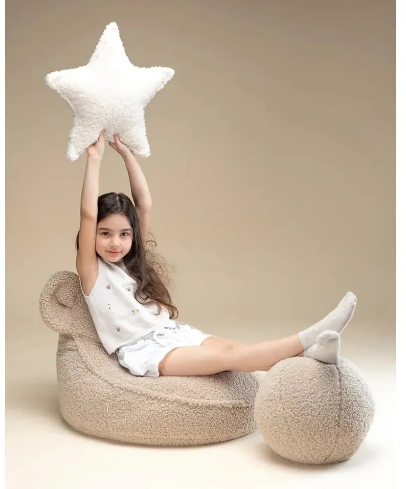 Pernă decorativă pentru copii crem cu tapițerie din țesătură bouclé Star – Wigiwama