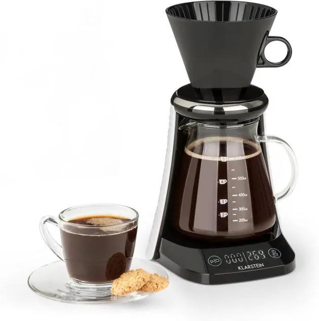 Klarstein Craft Coffee, aparat de cafea cu recipient de sticlă, atașament de filtru, 600 ml, negru/alb
