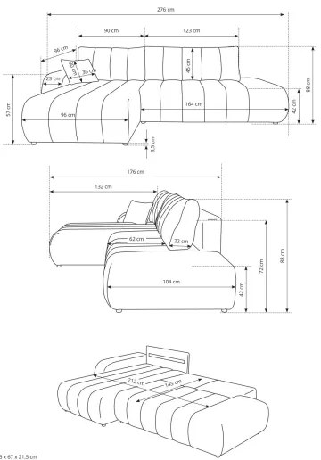 Colțar extensibil DESIO, formă L, cu spațiu de depozitare, stânga, bej
