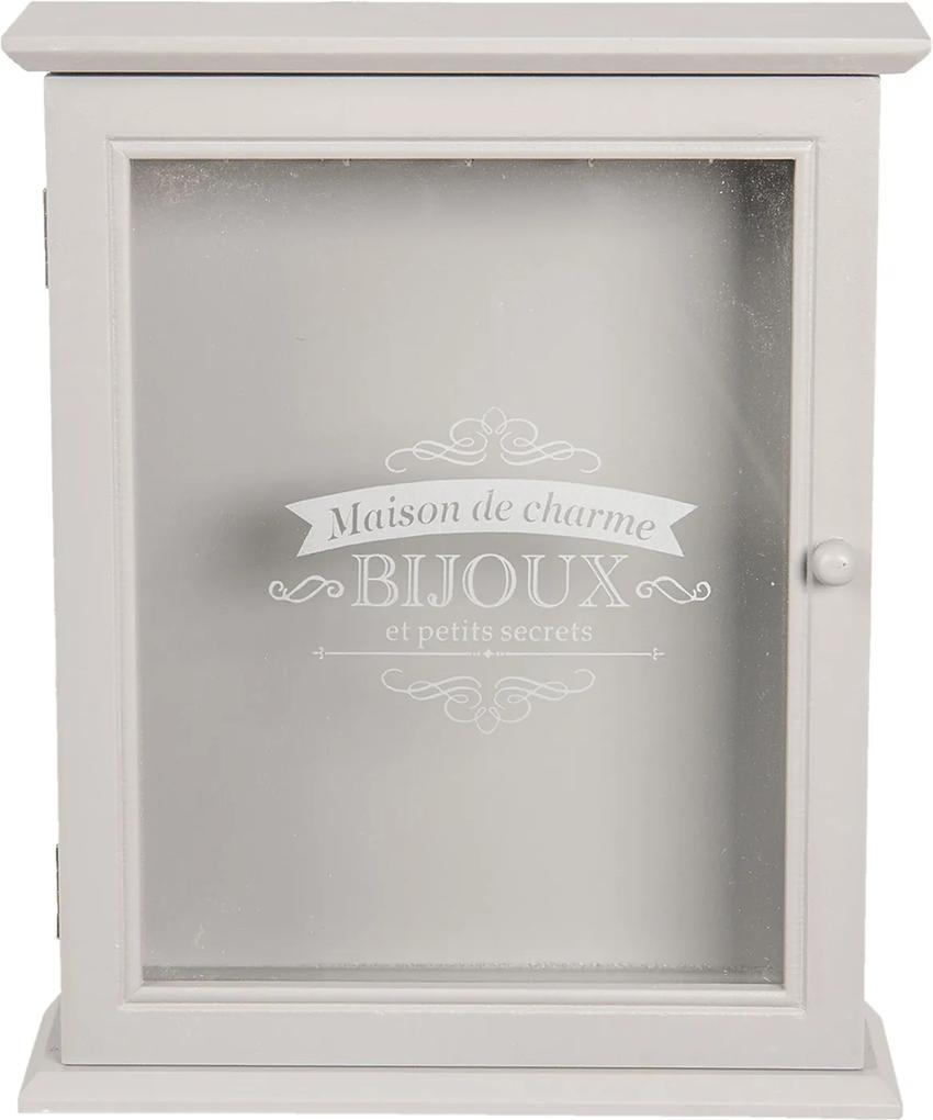 Cutie suspendabila pentru chei lemn gri sticla Bijoux 22 cm x 7 cm x 27 cm