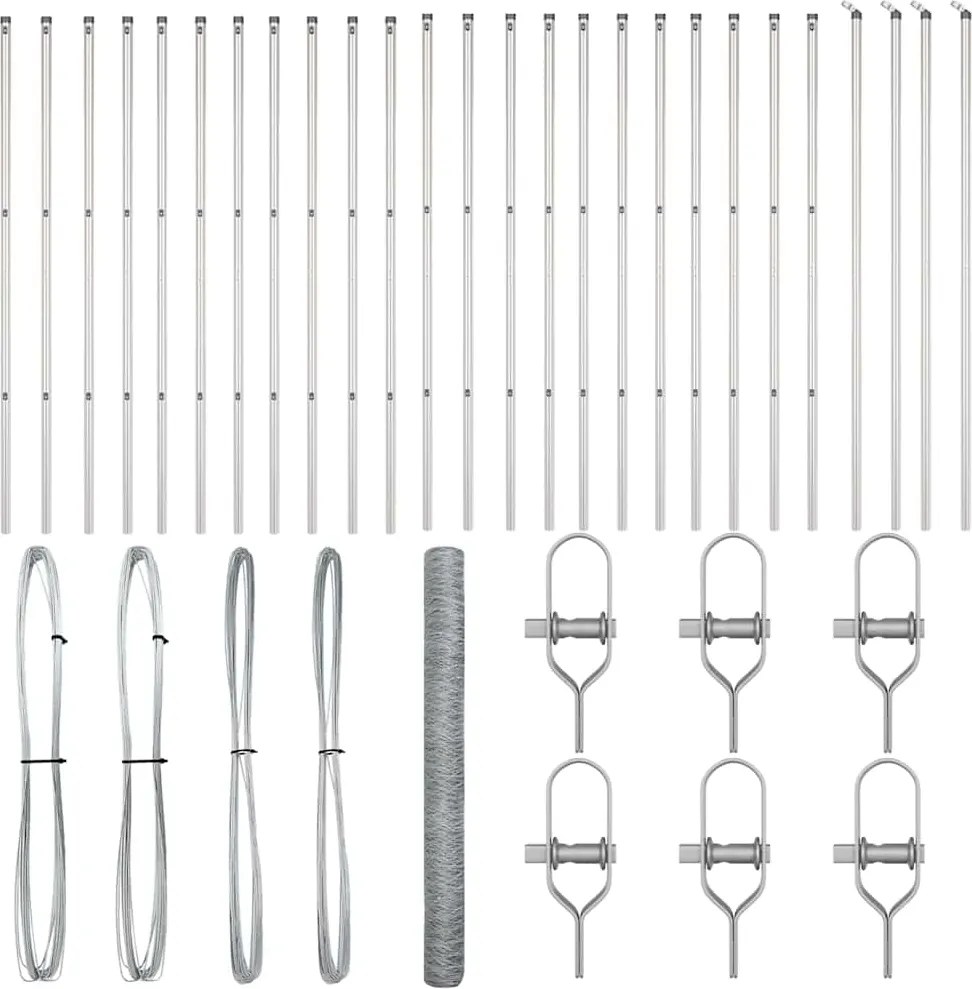 vidaXL Stâlp de gard. Argintiu 50 x 1,6 m (plasă de 50 mm) Oțel